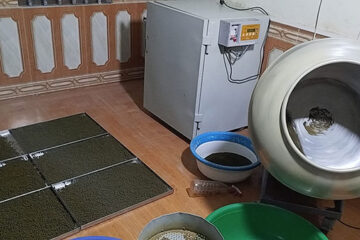 Máy sấy khô Viên hoàn với khối lượng sấy 10kg 20kg 50kg, khay lỗ 4mm