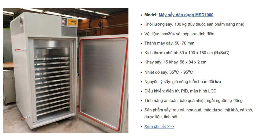Máy sấy thực phẩm 16 khay phù hợp sản xuất gì, quy mô nào ?